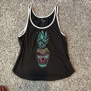 Billabong Black Tank with Colorful Pineapple Skull Graphic